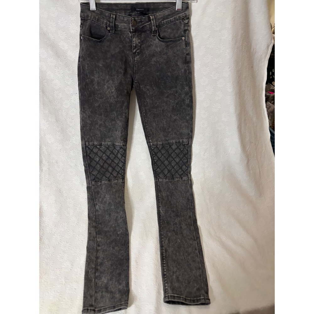 Forever 21 Biker Chic 90s Indie GrungeCyberpunk Skinny Acid Wash Quilted S 25